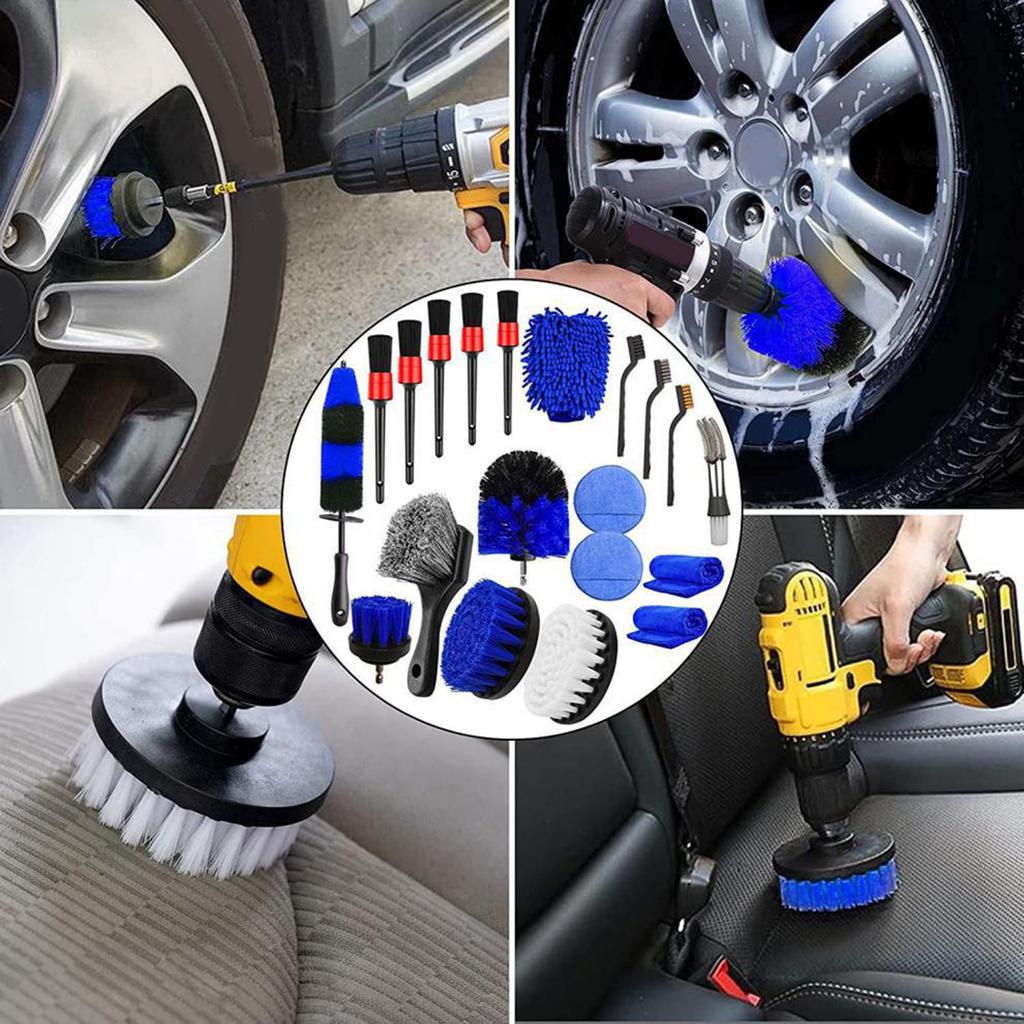 20Pcs Wheel Tire Brush Car Detailing kit Easy Reach Wheel for Rim Brush Detailing Brushes Short Handle Cleaning Brush