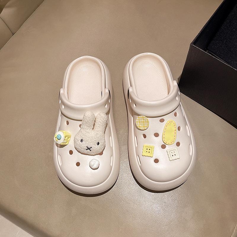 Thick-soled hole shoes women's 2025 new summer outer wear bag head cool slippers women's non-slip cute cartoon one-pedal slippers