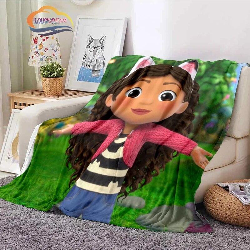 Cartoon Gabby's Dollhouse Cute Cashmere Blanket Children and Girls Warm Portable Plush Cozy Throw Blanket Bed Sofa Blanket
