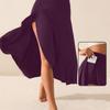Women's Solid Color High Waist Temperament Elegant Slit Long Skirt Fashionable Slim Popular Skirt