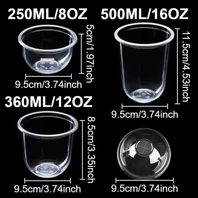 50PCS Disposable Transparent Plastic Cups with Lids Pudding Dessert Cups Juice Coffee Ice Cream Party Christmas Supplies