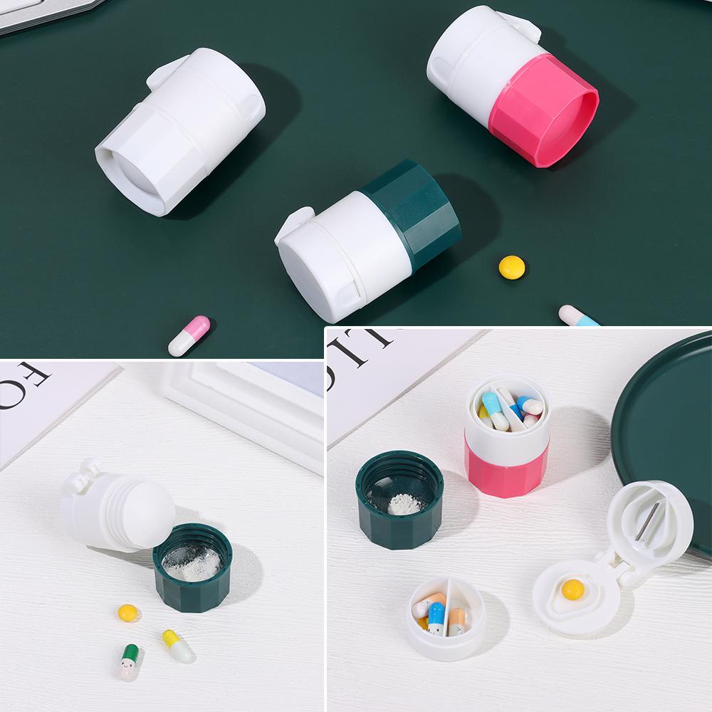 Pill Chopper 3 in 1 Pill Box Container Pill Cutter Portable Tablets Medicine Cutter Pill Crusher
