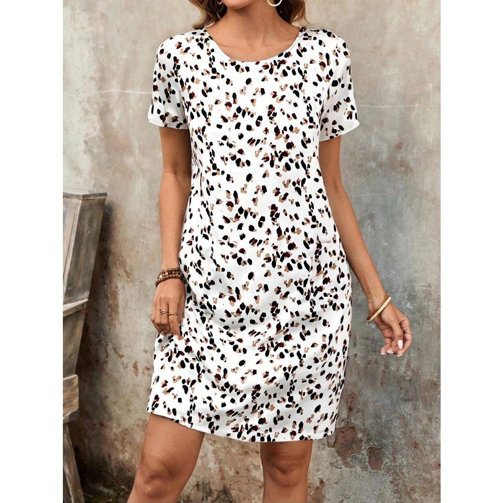 Fashion Casual Floral Print Women's Dress Short Sleeve Mini Dress Beach Vacation Dress Y2k Sexy Dress Casual Nightie Homewear