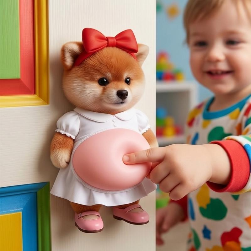 6PCS Soft Silicone Door Bumper Sticker With Adhesive Backing For Preventing Wall Damage With 3D Pet Belly Pattern