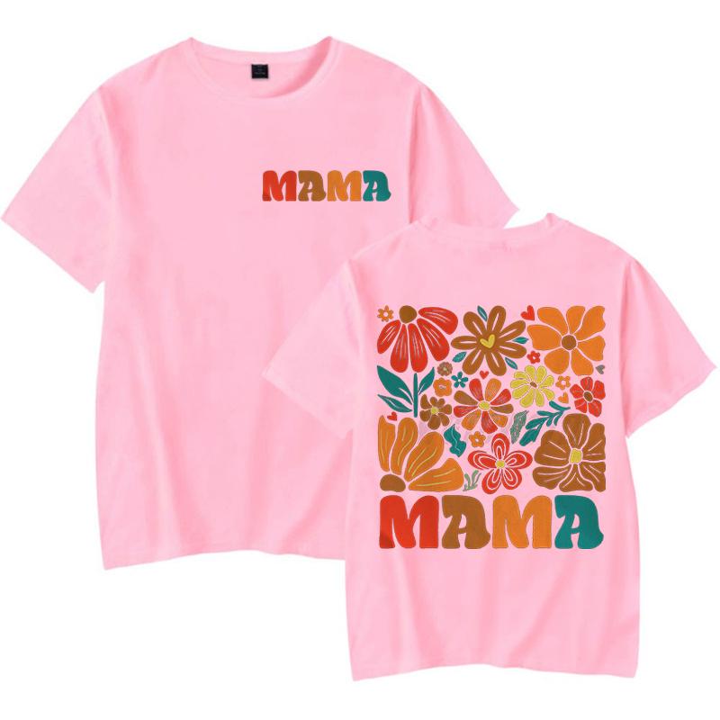 Hot Sale Women Clothing Mama Flower Boho Vintage T-Shirts Mother's Day Gift Funny Tee Tops Boho Floral Mama Short Sleeve T-shirt