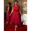 Plus Size Women's Light Blue Elegant V-neck Dress 3D Floral Formal Party Evening Gown