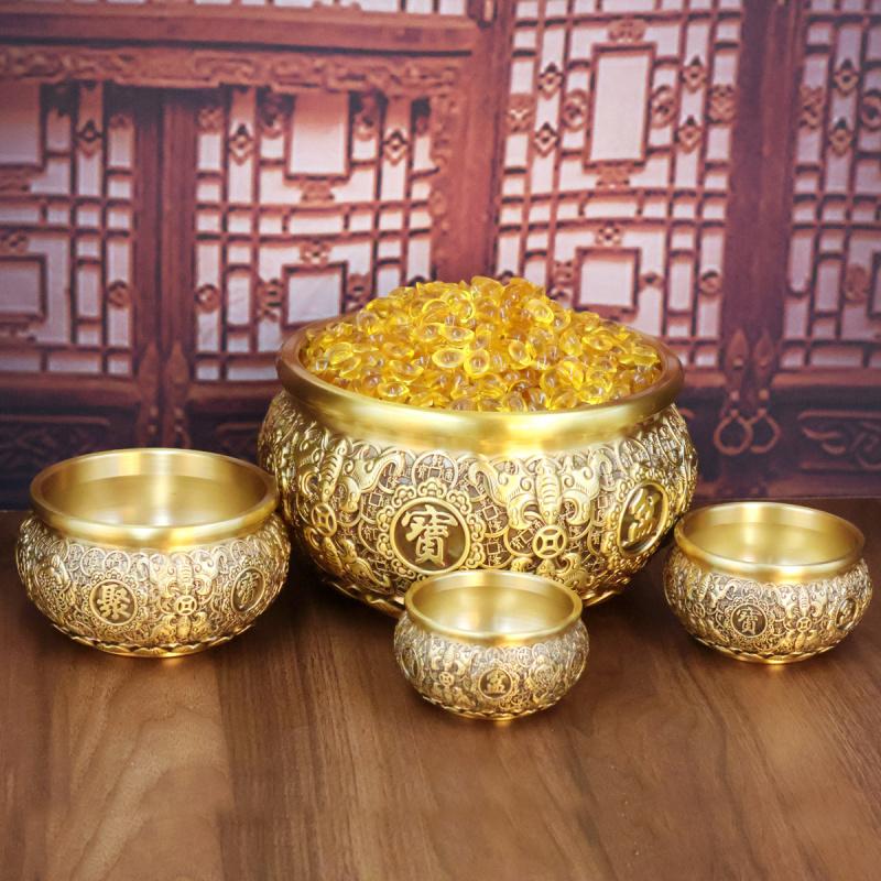 Eight Blessings Copper Golden Toad Treasure Bowl Home Office Craft Ornament Wholesale One Piece Dropshipp