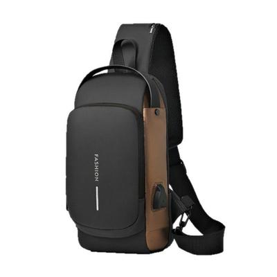 Herren Ein Schulter Crossbody Tasche mit Zahlenschloss und USB-Anschluss