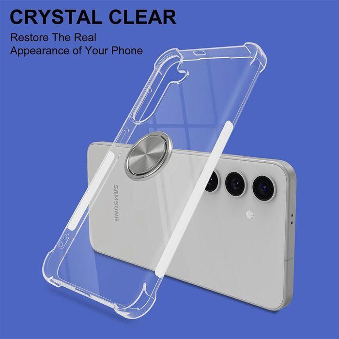 Coque Anneau - BOOLING - pour Samsung Galaxy S25 FE - Silicone Coin Renforcé Transparent