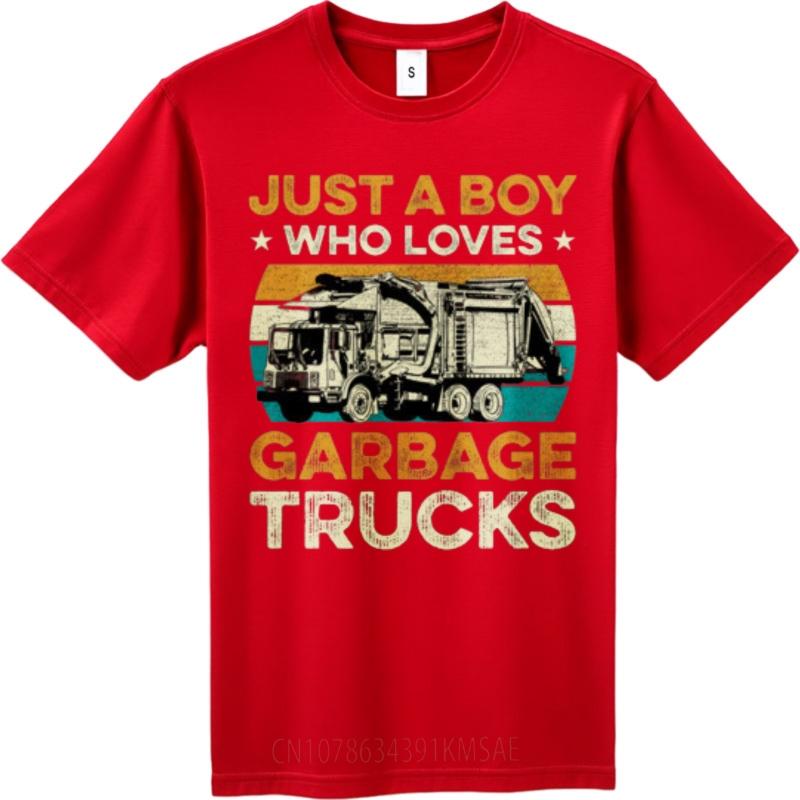 Unisexs Top Printed Boys Short Sleeve Tshirt Plus Size Just A Boy Who Loves Garbage Trucks Comfort Male Top Tees Everyday Tee