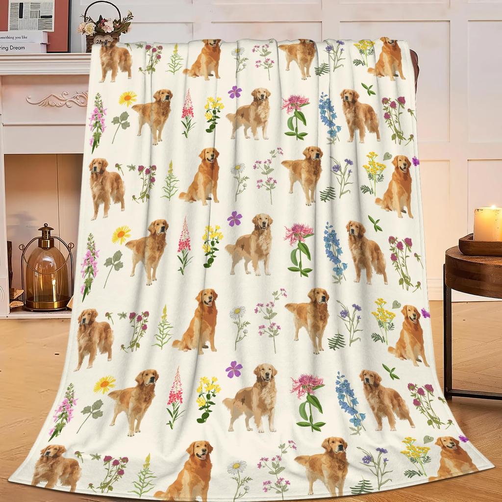 Golden Retriever Blanket Soft Lightweight Flannel Fleece Throw Blanket for Couch Bed Sofa Travel Gift for Women Girls Pet Lovers