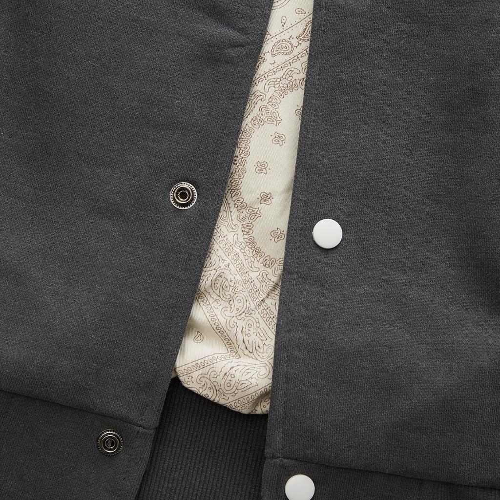 City Street Vintage Heavy Cotton Varsity Jacket - Gray