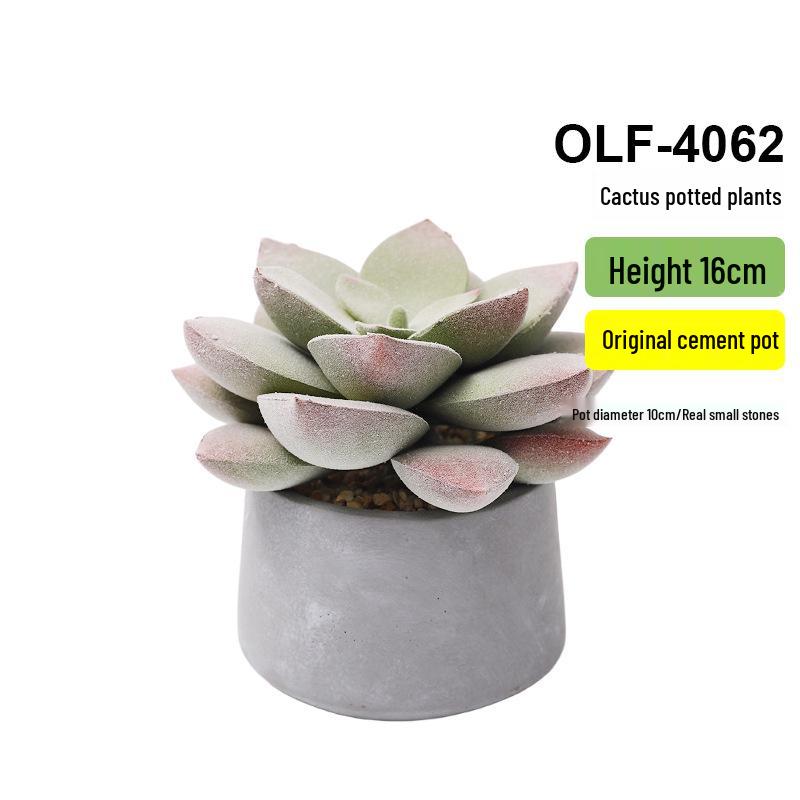 Retro Cement Cactus Bonsai - Small Faux Potted Plant for Office Decoration