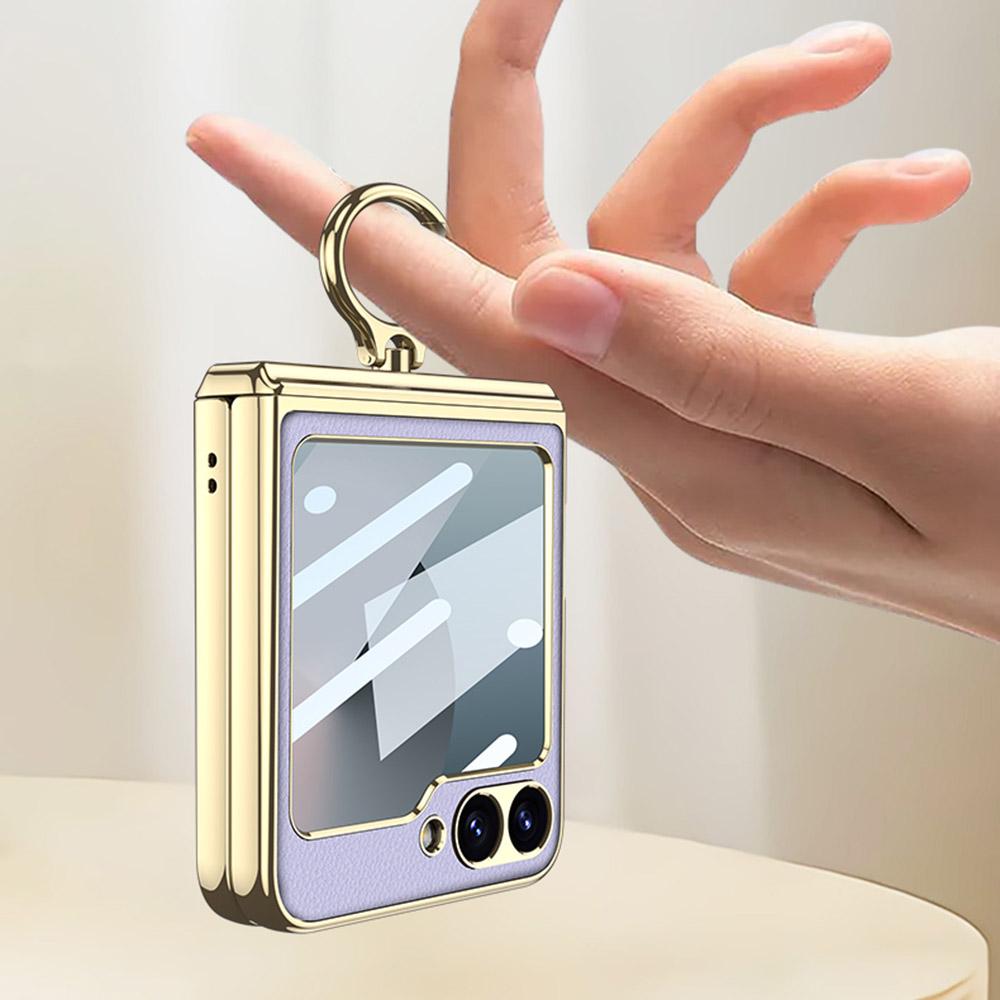 GKK For Samsung Galaxy Z Flip7 FE 5G/Z Flip6 5G Case PC+PU Kickstand Phone Cover