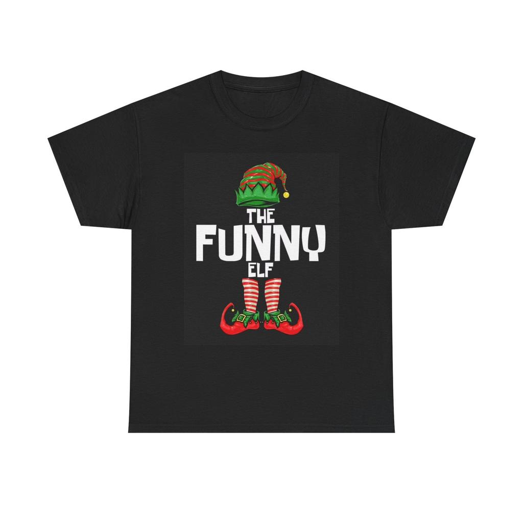 The Funny Elf Tshirt Cute Christmas Holidays Time Winter Unisex Heavy Cotton Tee