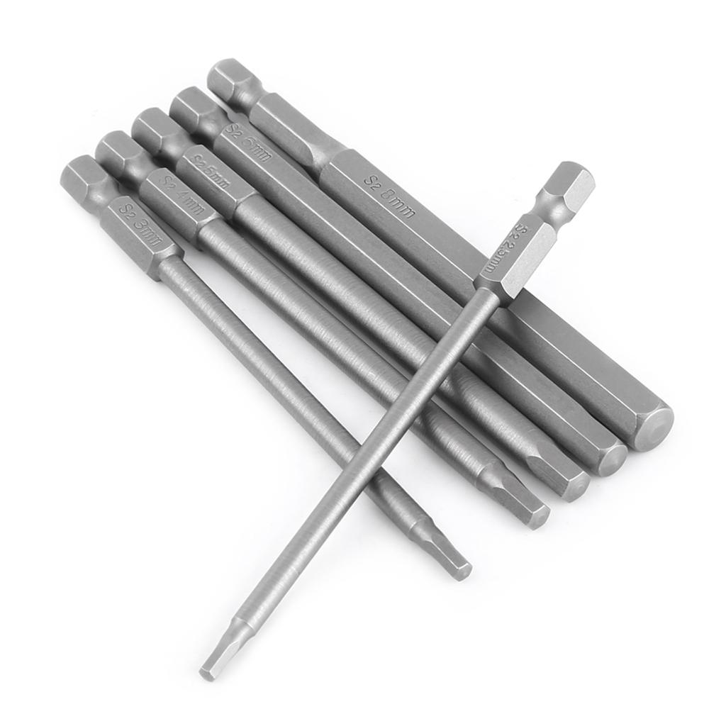 6pcs 100mm Magnetic Screwdriver Bit Set Hexagon Head Tool Bit With 1 4  Hex Shank