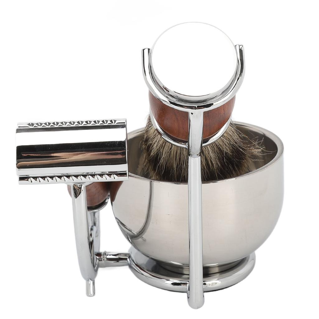 Manual Beard Trimmer Kit Alloy Beard Brush Trimming Stand Bowl Kit Stand Kit for Men Male