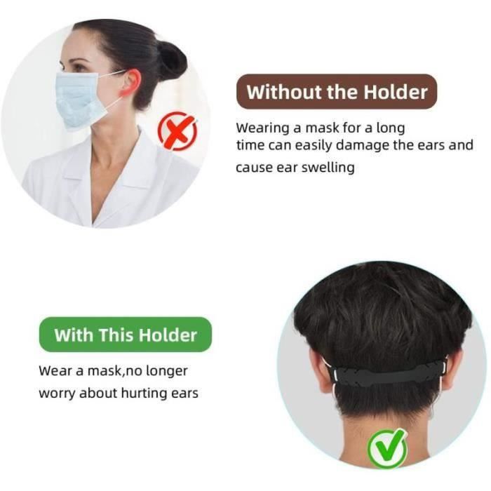 Mask Strap Extensions - Glife - Black - 20pcs - Silicone Ear Hook - Travel Mask
