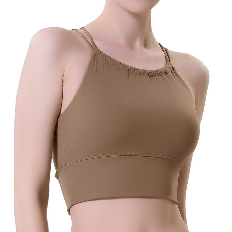 Luxe Lycra Criss-Cross Back Yoga Sports Bra with Built-in Padding