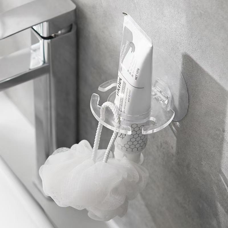 Bathroom Storage Rack Wall Mounted Self Toothbrush Holder Toothpaste Dispenser Razor Stand Bathroom Organization Home Gadgets