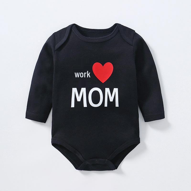Baby Cotton Black/White I Love Dad & Mom Diaper Cover Bodysuit 73 cm