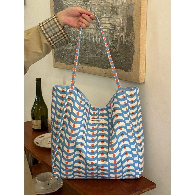 

Bai Tiya Korean Style Double-Sided Work Clothing Canvas Bag Female 2025 New Arrival Large Capacity Student Work Clothing Shoulder Tote Bag Blue