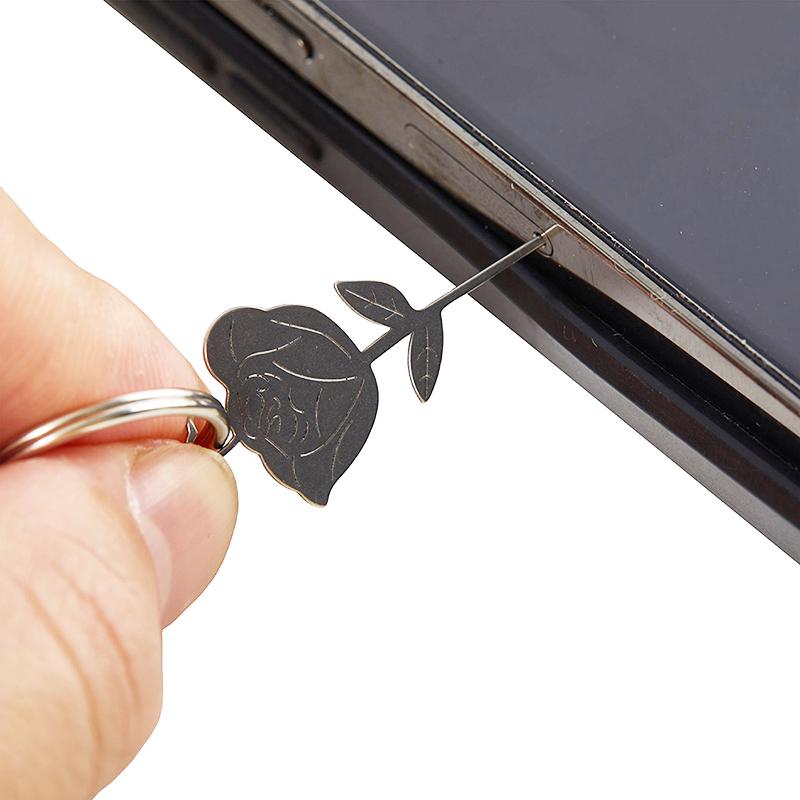 2Pcs/Set Universal Rose Shape Stainless Steel Needle Eject Pin Key Tool For Smartphone Sim Tray Removal Thimble