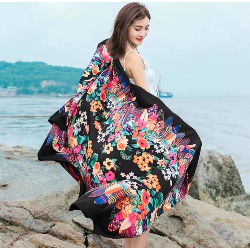 Chaka Salt Lake Great Northwest Tourism Ethnic Style Scarf Silk Scarf Women'S Summer Seaside Beach Shawl Sunscreen Thin