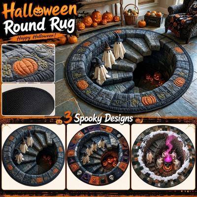 Halloween Printed Round Kitchen 60 Cm - Soft Velvet Floor for Indoor Decoration