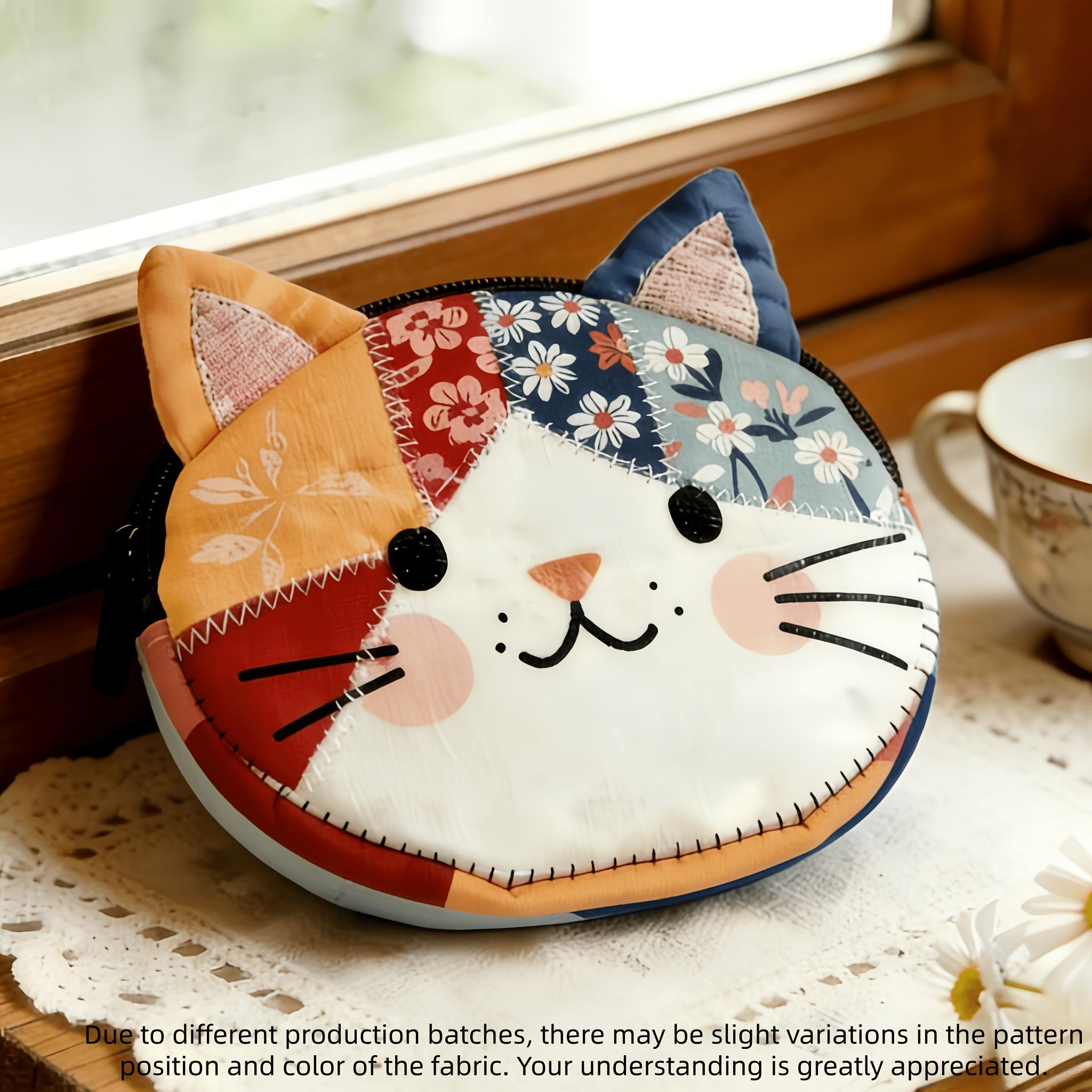 

1pc Japanese-Style Kawaii Cat Makeup Bag, Large-Capacity Portable Cosmetic Organizer with Cute Decor, Fabric Pouch for Daily Use