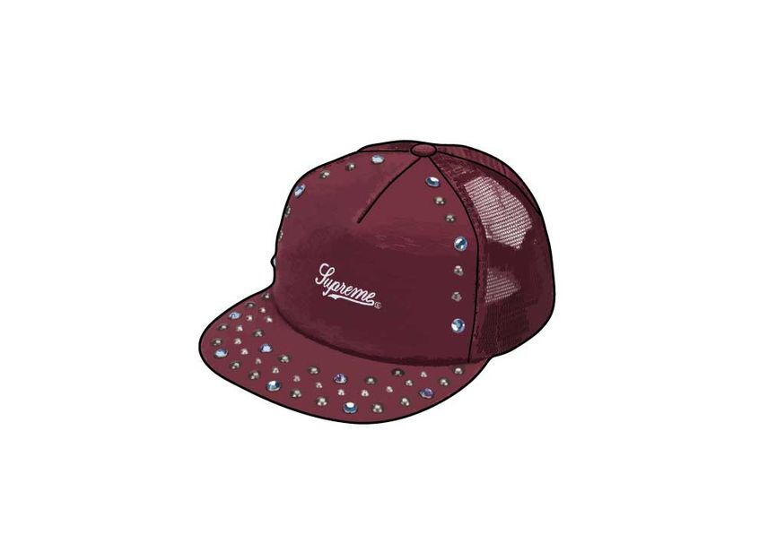 Supreme B.B. Simon Studded Canvas 5-Panel Burgundy One-Size