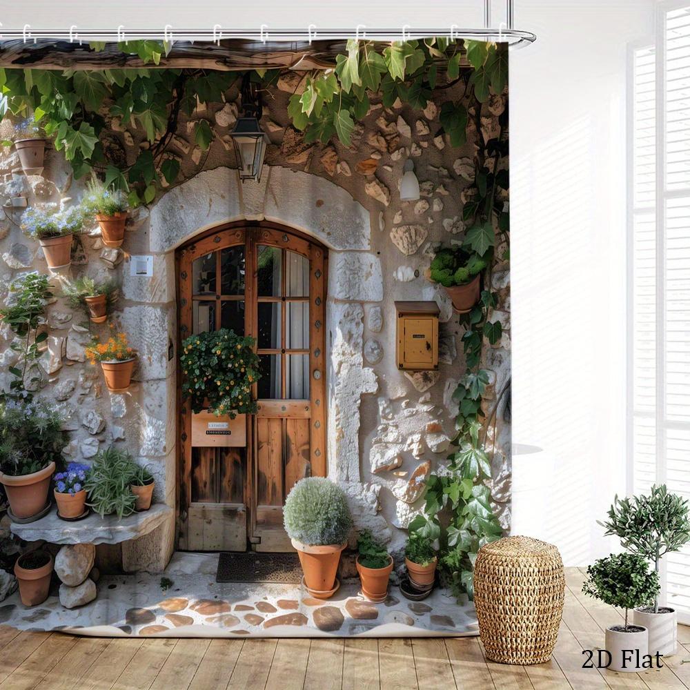 Rustic Garden Shower Curtain Cottagecore Boho Decor Vine Overgrown Greenery Bathroom Liner Waterproof Home Spa Vintage European