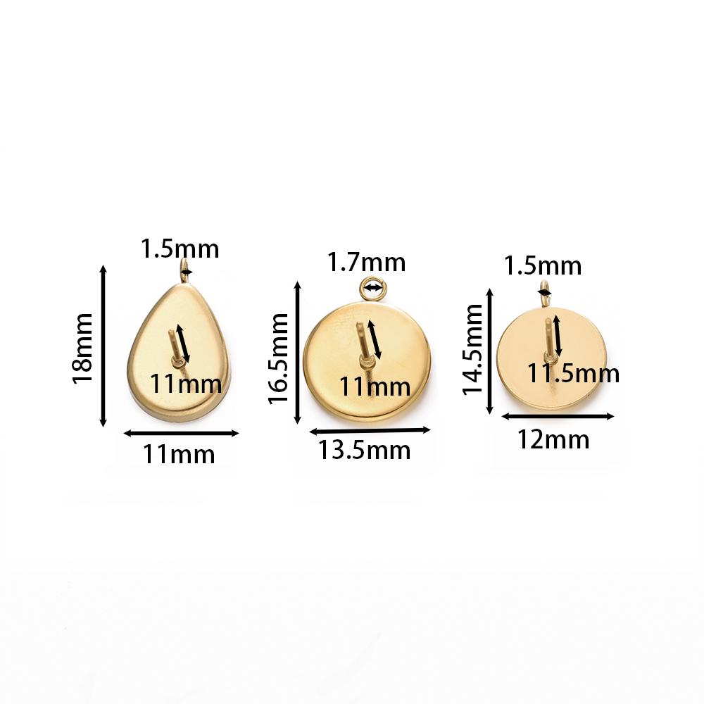 10pcs/lot Stainless Steel Drop/Round Flat Stud Earring Setting Blank Earring Base Resin Cabochon Tray for DIY Jewelry Making