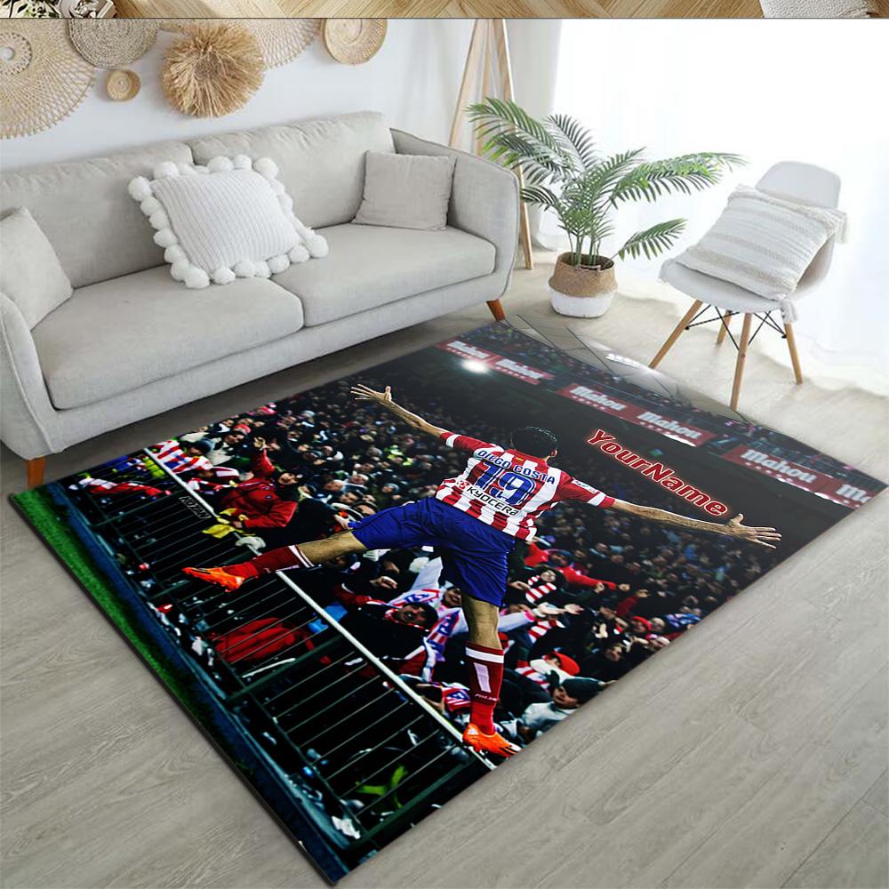 Atletico Madrid Personalized Name Carpet Perfect for Bedrooms Foyer Hallway Entryway Anti-slip Rug Decorate Offices Gift for Festivals