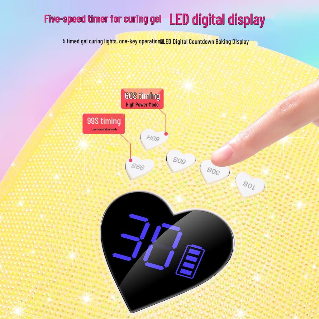 220W Rhinestone Dual Light Nail Lamp: Portable, Quick-Dry, Gel-Curing with No Blackening