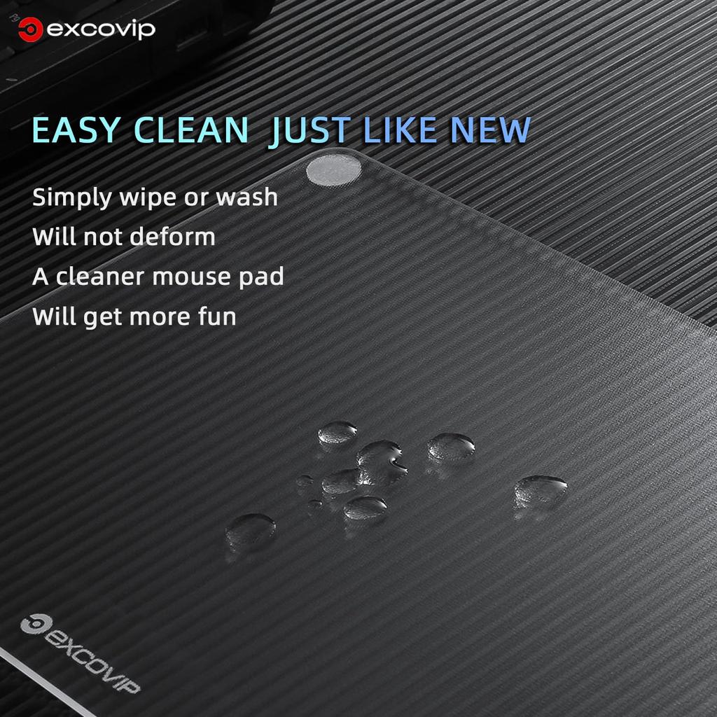 Excovip Glass Mouse Pad Waterproof Fast and Precise Control Mouse Pad and Precise Control Special Glass Surface 0087 2502003.2mmFast (Clear)