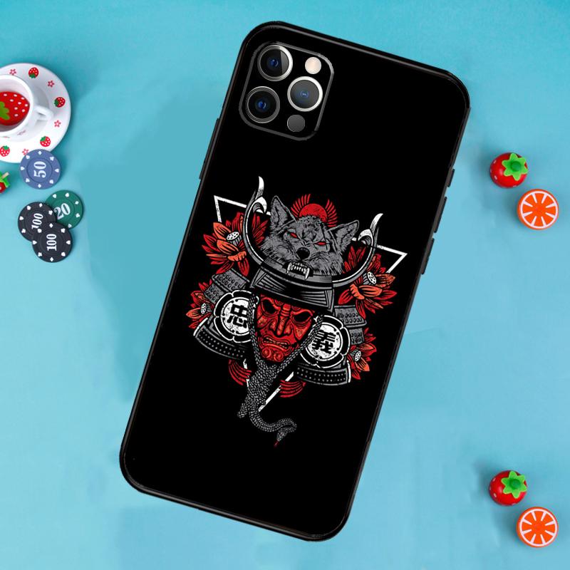 Samurai Oni Mask Phone Case For iPhone 17 Air 16 15 14 13 11 12 Pro Max 13 12 Mini 15 16 Plus 16e Cover Funda