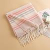 Womens Knitted Plaid Faux Cashmere Scarf With Fringe Warm Stylish Versatile Office Winter Everyday Wear