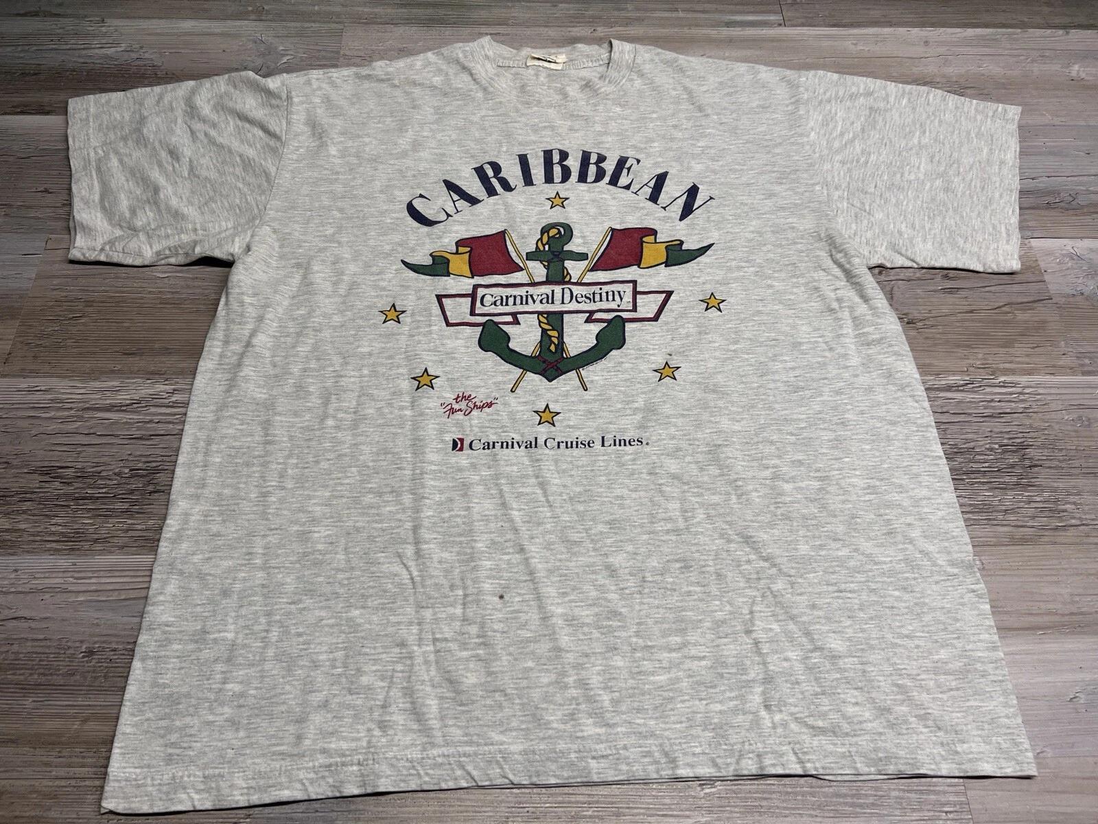 

Vintage Carnival Cruises T-Shirt Destiny Ship Caribbean Sz XL Faded Souvenir Tee 2XL
