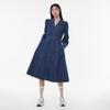 LAP Open Collar Pocket Line Long Denim Dress Aq1Do261