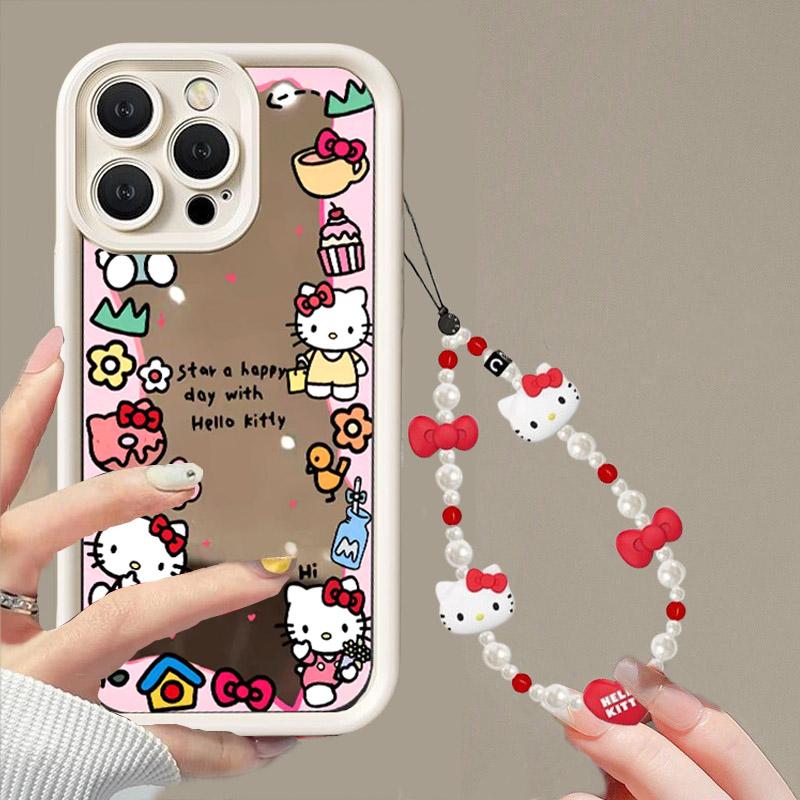 Mirror Makeup Hello Kitty Bracelet Phone Case For Xiaomi MI 15T POCO X8 Pro Max Ultra F7 M7 X7 X5 F5 X6 PRO M6 C40 5G Cute Cover