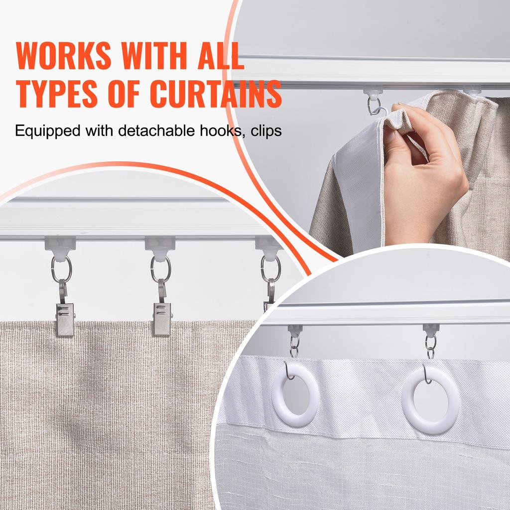 VEVOR Ceiling Curtain Track Set, 5.9 FT/1.8 Meter, Sliding Ceiling Track System for Curtains