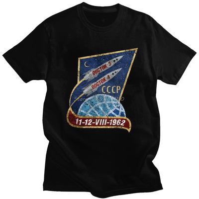 Russian 1962 CCCP Boctok Mens T Shirt 100 Cotton USSR Space Investigation Tees Round Neck Short Sleeved Graphic Tshirt Merch