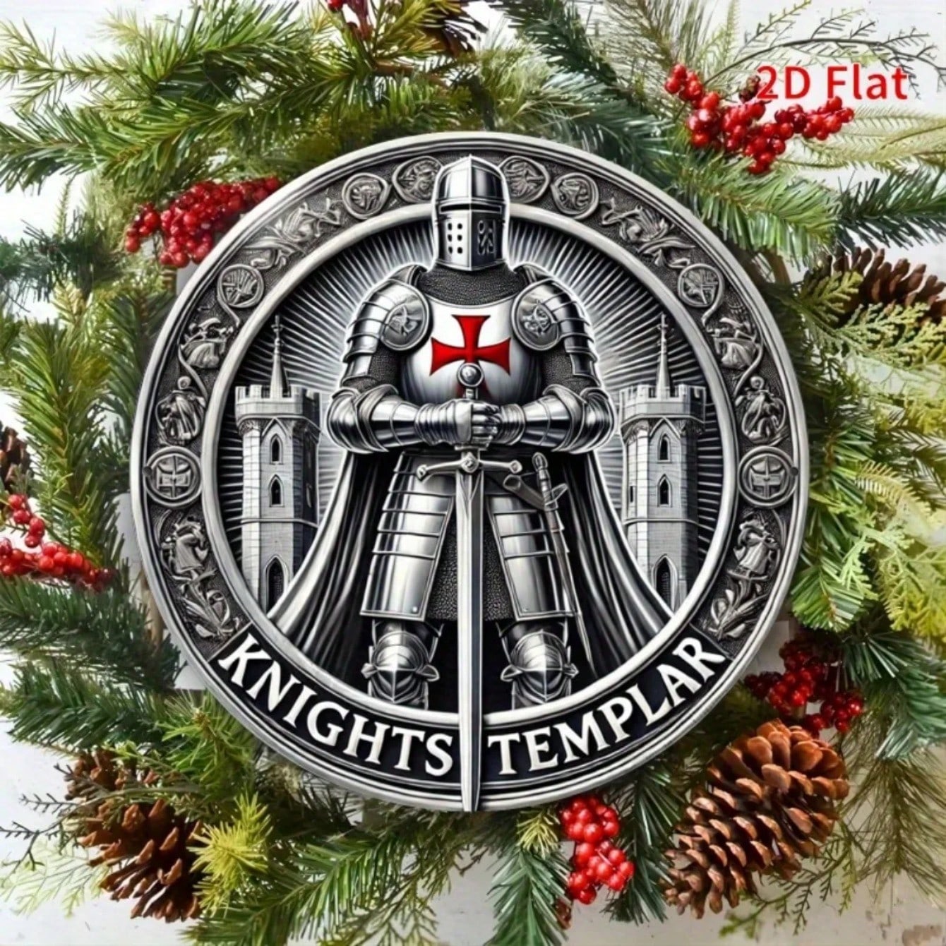 

Templar Knight Armor Metal Wall Art Red Cross Castle Backdrop 20x20