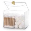 2 Slot Qtip Holder Dispenser Rectangle Cotton Ball and Swab Holder Organizer with Lid Clear Bathroom Organizer Jar for Bathroom