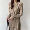 Early Autumn Elegant Lady High Waist Pleated Long Maxi Comfortable Dress Lightweight High Recognition Elegant with Flattering Chic Dress