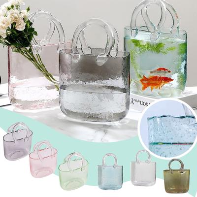 Glass Handbag Bag Fish Tank Vase Decoration Living Room Flower Arrangement Hydroponic Decoration Fish Tank