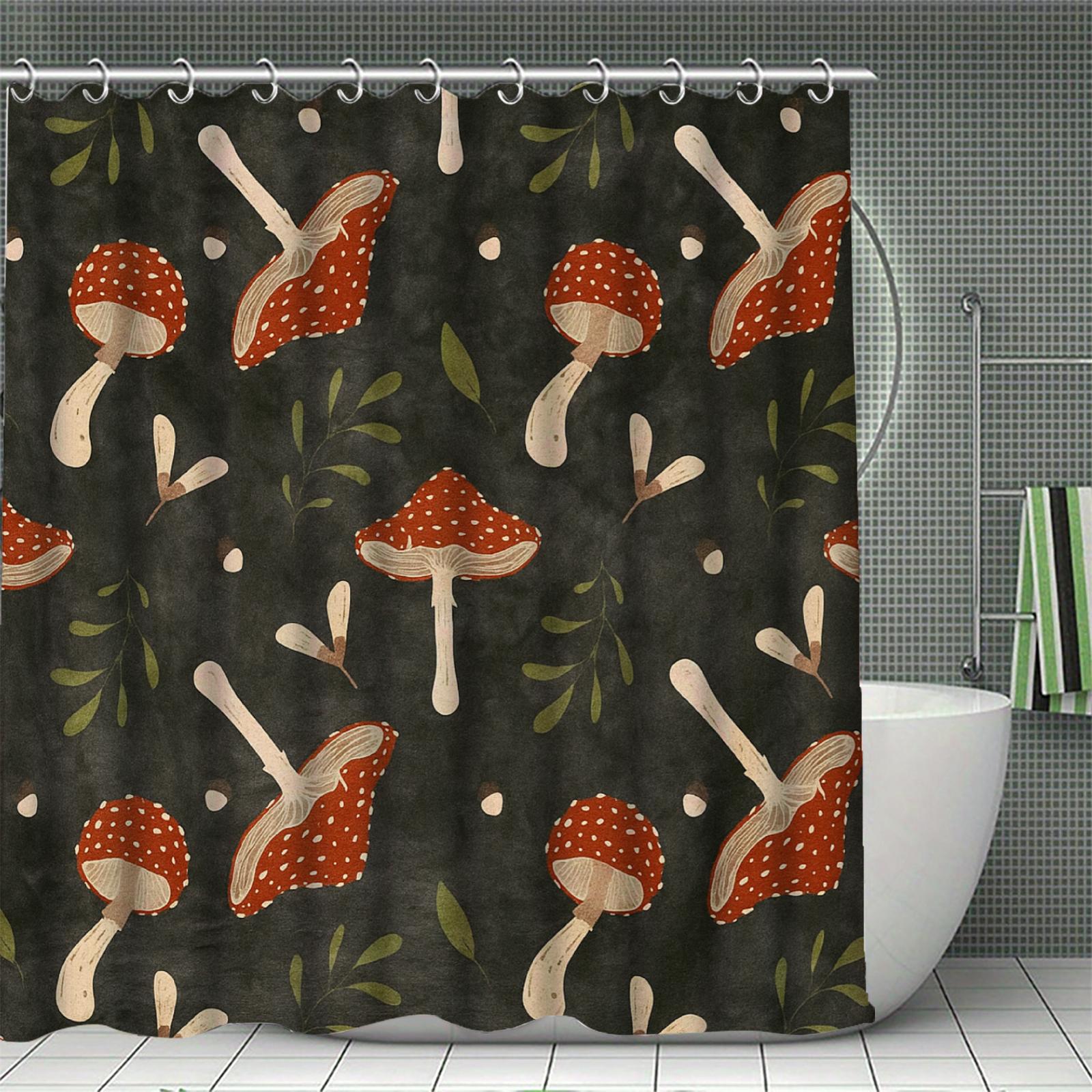 

Деревенская шторка для душа в стиле фермерского дома, 3D-печать, полиэстер, водонепроницаемая, дизайн с грибами и полевыми цветами, с 12 крючками, аксессуары для ванной комнаты W90xH180cm