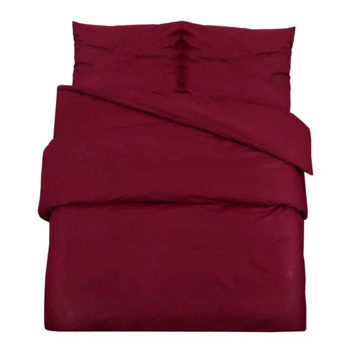 VidaXL Ensemble de housse de couette Bordeaux 155x220 cm Microfibre136039