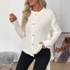 A New Autumn and Winter Simple and Sweet Style Loose Metal Heart-shaped Button Solid-color Sweater Coat Cardigan